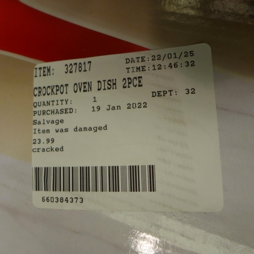 3286 - Crockpot Oven Dish 2Pce Red   (249-814)  * This lot is subject to vat