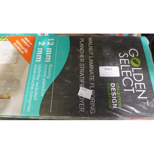 3042 - 2 Packs of Laminate Flooring Walnut  (246-466)