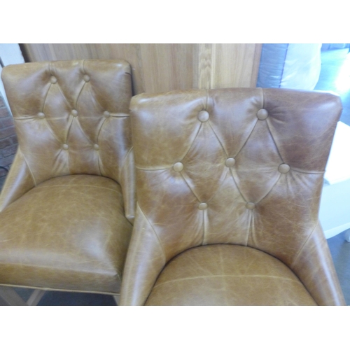 1622 - A pair of Cerato leather and fabric Sienna bar stools