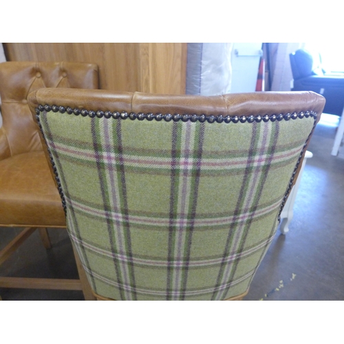 1622 - A pair of Cerato leather and fabric Sienna bar stools