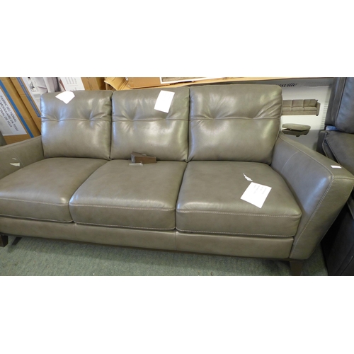 1647 - Natuzzi Mills 3 Seater Dark Grey Leather Sofa    ,  Original RRP £999.91 + vat  (4096-20)  * This lo... 