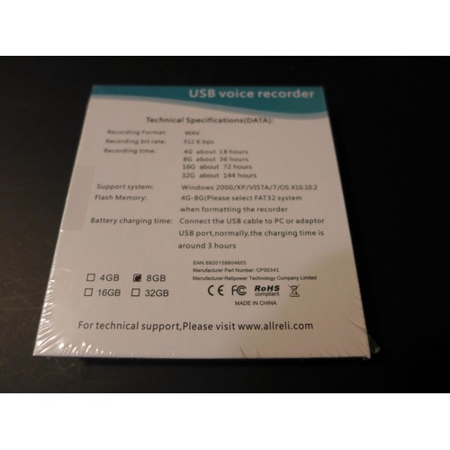 3160 - Four Allreli USB voice recorders (8GB)