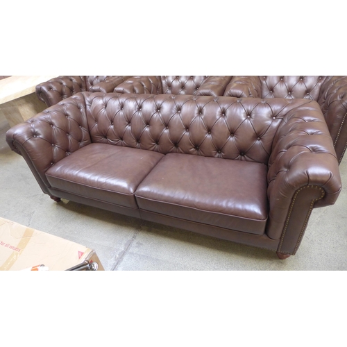 1302 - A New Allington brown leather three seater sofa RRP £1666.66 *this lot is subject to VAT*