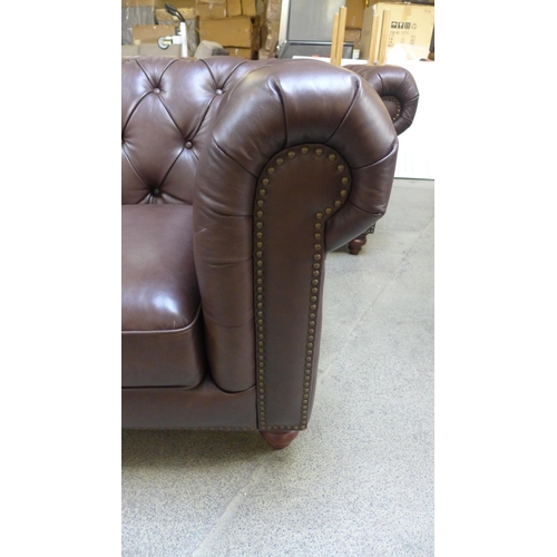 1302 - A New Allington brown leather three seater sofa RRP £1666.66 *this lot is subject to VAT*