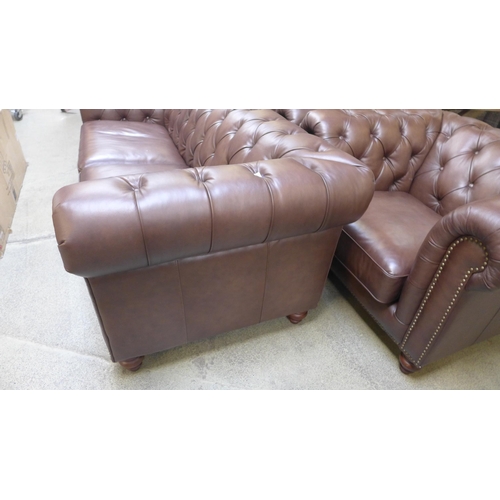 1302 - A New Allington brown leather three seater sofa RRP £1666.66 *this lot is subject to VAT*