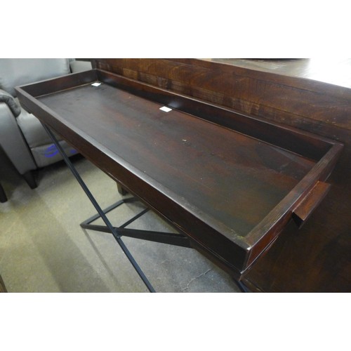 1319 - A large hardwood and steel butlers tray *This lot is subject to VAT