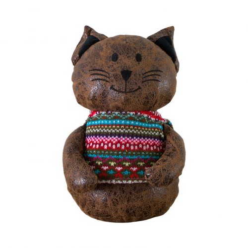 1328 - A cat in a Fairisle jumper doorstop, H 25cms (5059413443307)   #