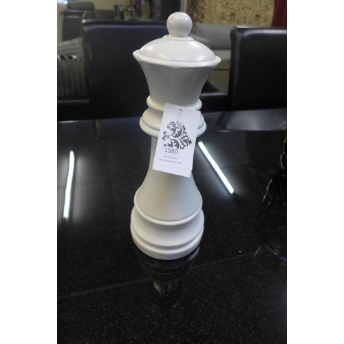 1438 - A white ceramic queen chess piece, H 30cms (FPC2309)   #