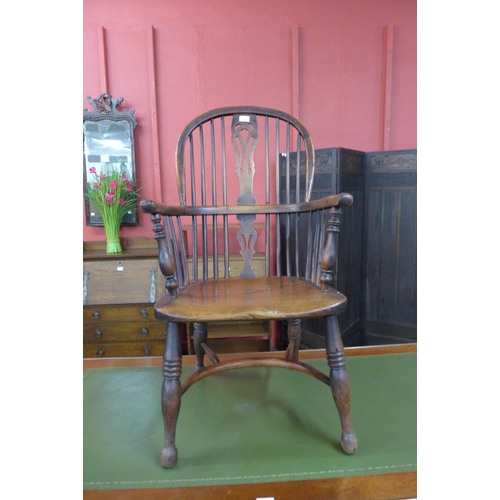 1 - A 19th Century elm and yew wood Windsor chair