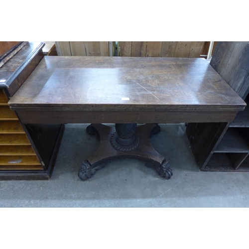 266 - A William IV mahogany rectangular fold over tea table