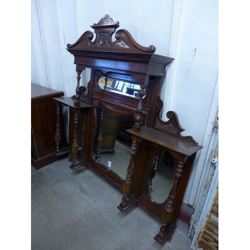 285 - A large Victorian walnut overmantel mirror