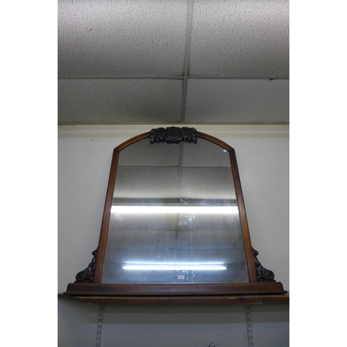 416 - A Victorian carved oak overmantel mirror