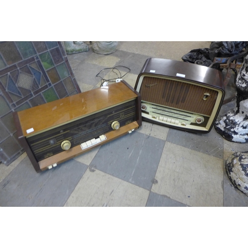 418 - A Ferguson Bakelite radiogram and a Philips walnut radiogram