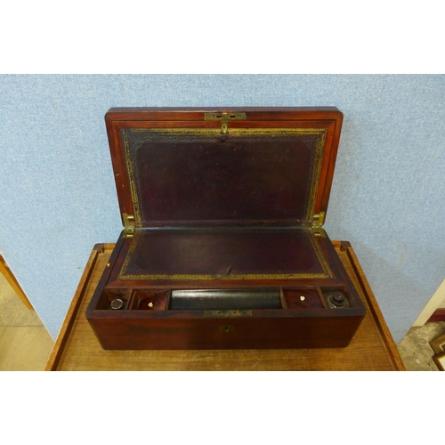 435 - A Victorian mahogany and brass mounted writing slope