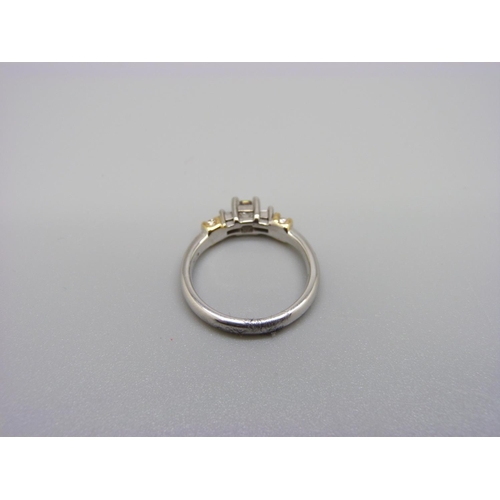 1007 - An 18ct gold Princess cut diamond ring with diamond shoulders, approximately 0.4carat total diamond ... 