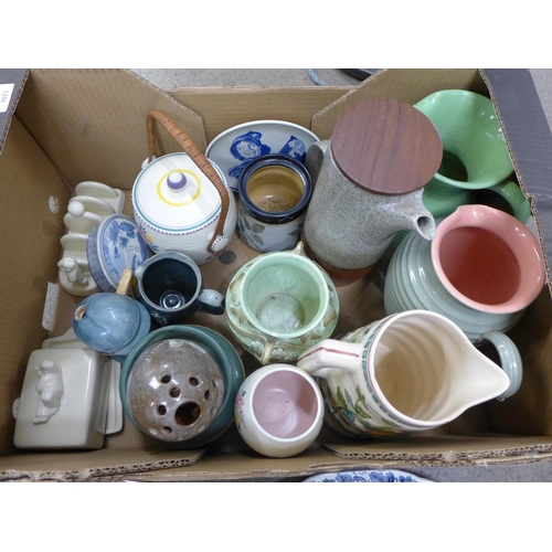 1244 - Mixed china including Lovatts, Portuguese jug, blue and white, etc.**PLEASE NOTE THIS LOT IS NOT ELI... 