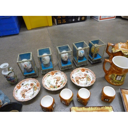 1246 - Six Toby jugs, cottageware, Chinese decorative egg shells and oriental saucers**PLEASE NOTE THIS LOT... 