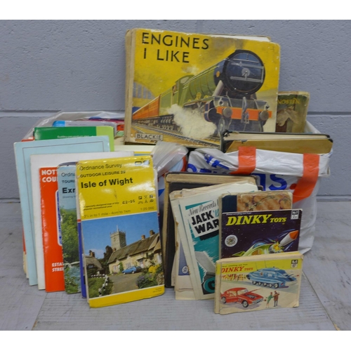 1256 - A collection of books including Nottingham interest, Dinky Toys, Meccano catalogues, OS maps and a b... 