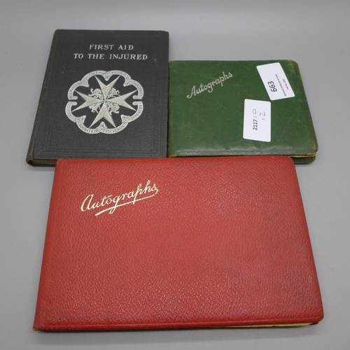 663 - Two 1940's autograph books of actors and film stars including David Niven, John Mills and Donald Sin... 