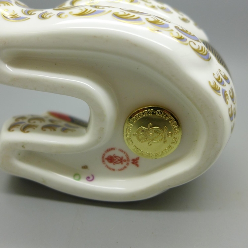 680 - A Royal Crown Derby Teddy bear paperweight with gold stopper