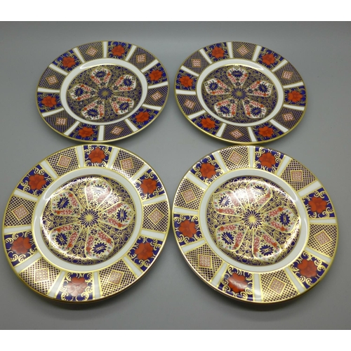 684 - Four Royal Crown Derby 1128 Imari plates, 16cm, all seconds