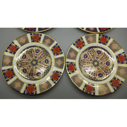 684 - Four Royal Crown Derby 1128 Imari plates, 16cm, all seconds