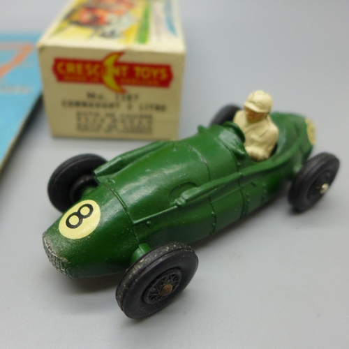 715 - A Crescent Toys No. 1287 Connaught 2 Litre racing car, boxed, with shop advertising card