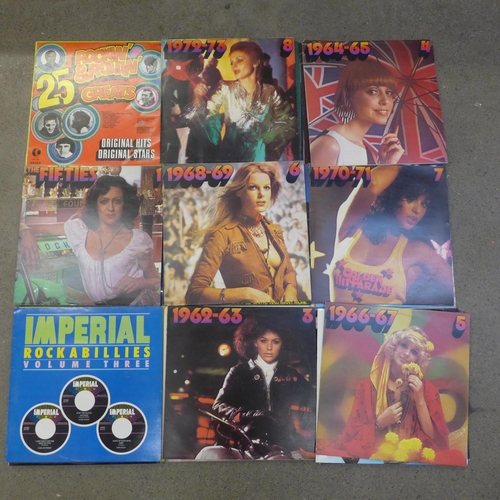 716 - Twenty-four 1950's-1970's LP records including rock n roll compilations