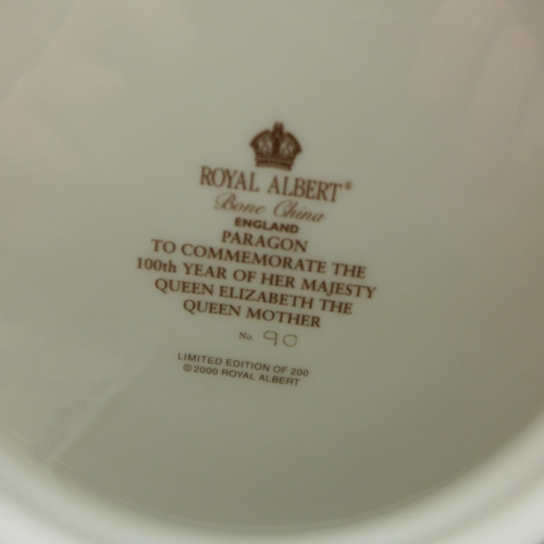 724 - A Royal Albert Paragon commemorative two handled mug, Queen Elizabeth the Queen Mother, 100 Year bir... 