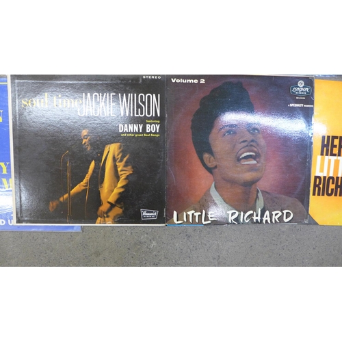 733 - 1950's and 1960's rock n roll LP records, Jackie Wilson x4, Little Richard x3, Larry Williams x4