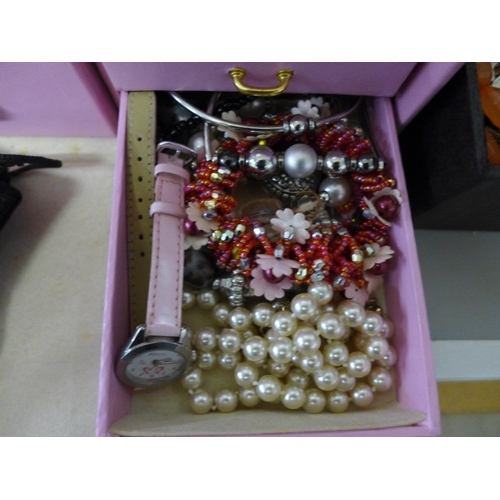 767 - Two jewellery boxes and costume jewellery