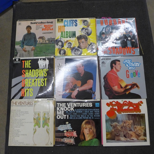 776 - 1950's-1970's rock n roll LP records, Johnny Preston, The Shadows, Jack Scott, The Ventures, Billy J... 