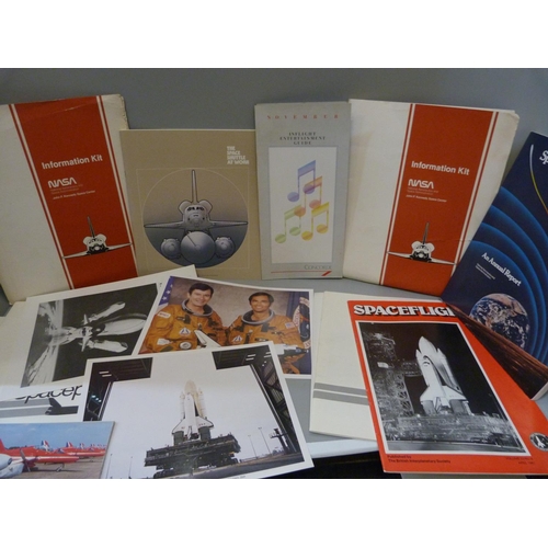 805 - Concorde menus, tickets, etc., Nasa information folders, Spaceport pictures, etc.