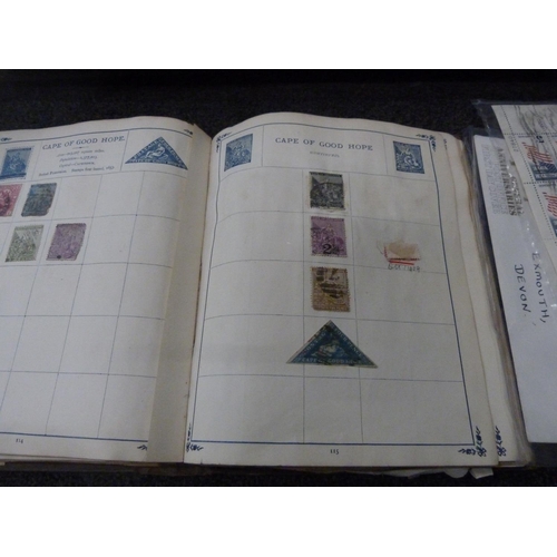 814 - A collection of stamps, loose and in albums, including a Cape triangle and a collection of first day... 