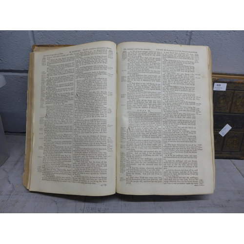 828 - A 1793 Holy Bible, printed by Mark and Charles Kerr, other family Bible by Rev. John Eadie and a key... 