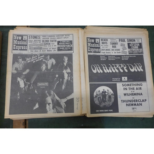 832 - A collection of NME, New Musical Express publications, late 1960's, early 1970's, sixty-nine in tota... 