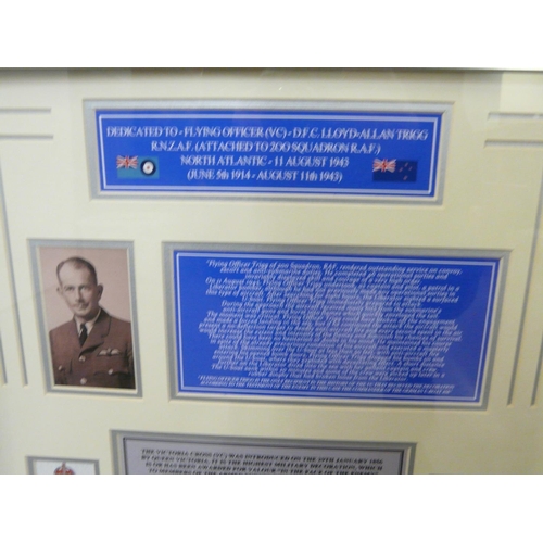 838 - A framed Victoria Cross montage dedicated to Flying Officer DFC Lloyd-Allan Trigg