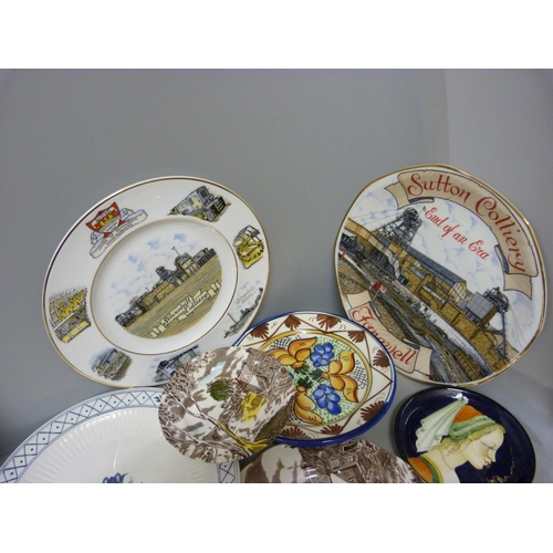 870 - A collection of colliery plates and other decorative plates