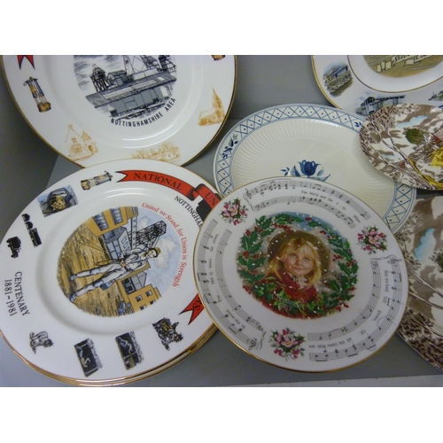 870 - A collection of colliery plates and other decorative plates