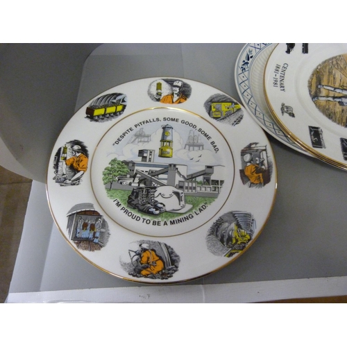 870 - A collection of colliery plates and other decorative plates