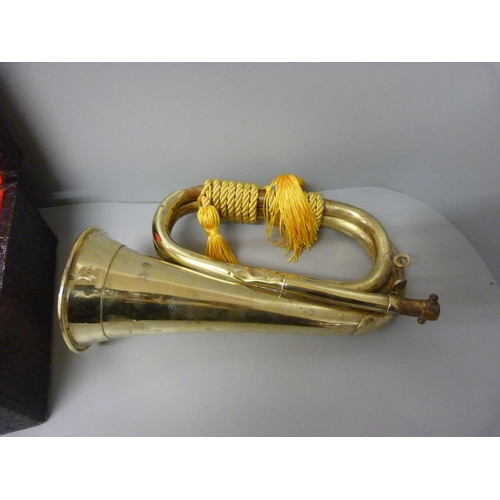 873 - A military bugle, 1983, cased