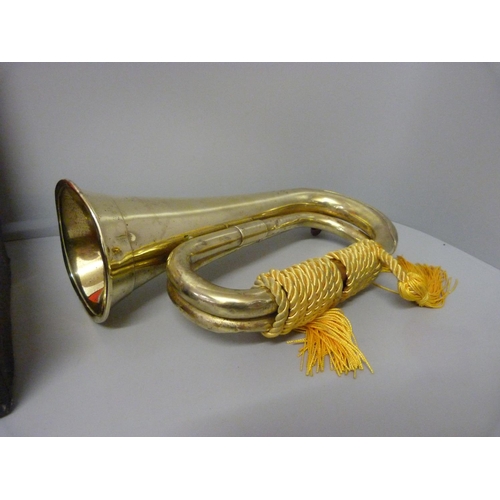 873 - A military bugle, 1983, cased