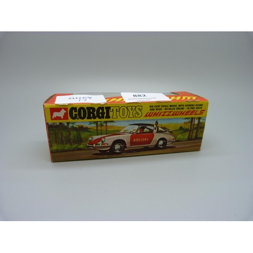 882 - A Corgi Toys 509 Whizz Wheels Porsche Targa 911S, 'Polizei', with red wheels, boxed