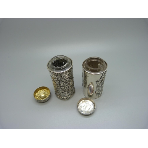 898 - Two silver mounted glass jars, Birmingham 1900 and 1906, (silver 76g)