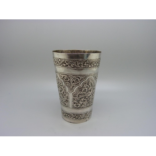 903 - A white metal beaker, 142g, 127mm