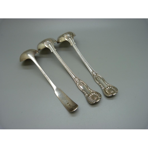 926 - A Scottish silver ladle, Edinburgh 1812, and a pair of Elkington & Co. plated ladles