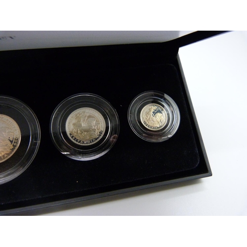 933 - The Royal Mint 2009 UK Britannia four-coin silver proof set, cased with certificate