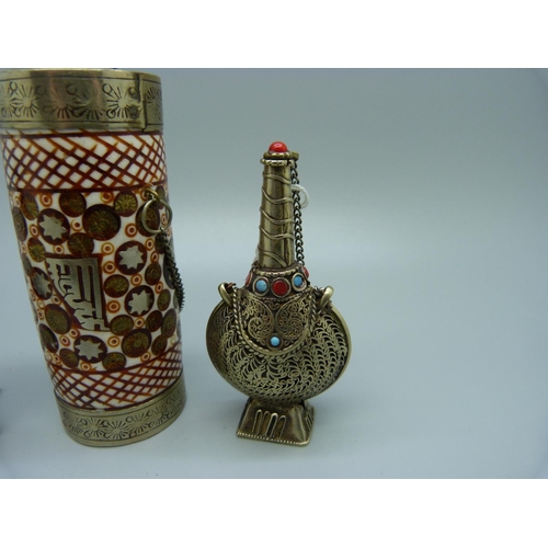 938 - Three Tibetan scent bottles