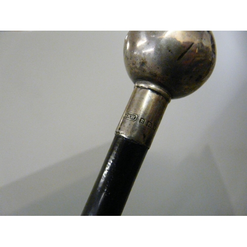 986 - A silver topped swagger stick, The Robin Hoods, hallmarked London 1935