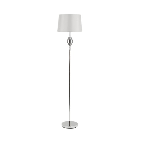 1464 - A chrome floor lamp with grey faux silk shade (EUBT67650)   #